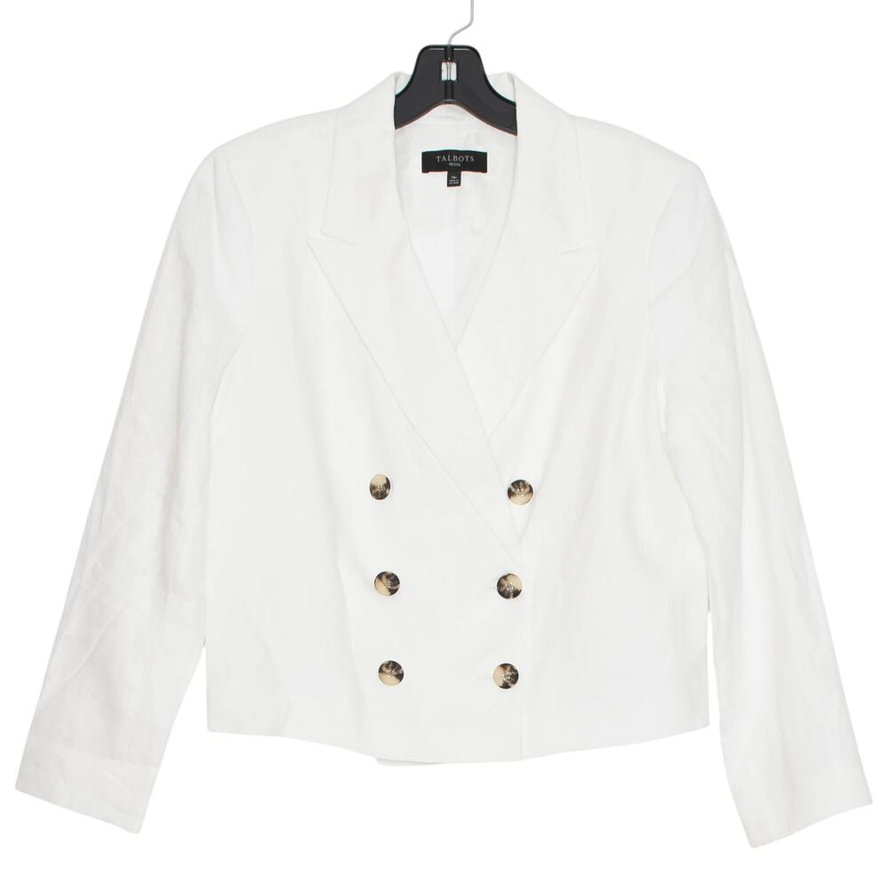 Talbots Blazer Linen Minimalist Coastal Grandma Quiet Luxury Old Money White 14P